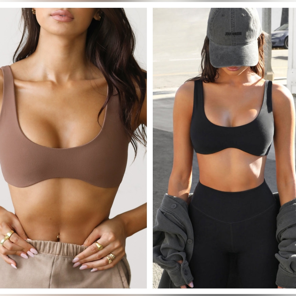 Joah Brown Contour Bra Onyx Black Sueded Mocha Brown Camel S/M